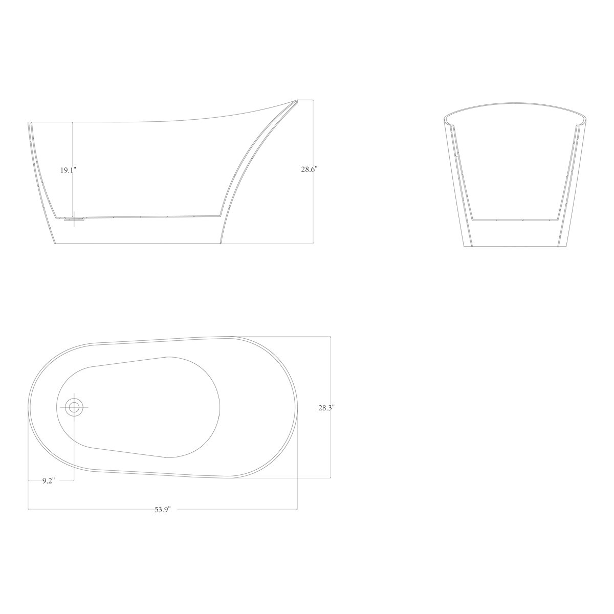 AKDY 54" x 28" Freestanding Soaking Fiberglass Bathtub Wayfair
